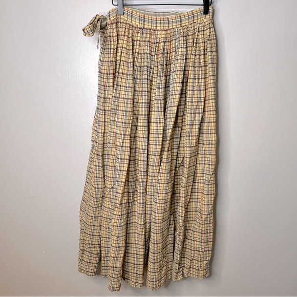 Laurence Bras Plaid Boho Maxi Ruffle Tie Waist Skirt - Picture 2 of 5